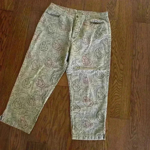 Lauren Ralph Lauren Linen Blend Ankle Paisley Straight Leg Pants Size 14 - Picture 7 of 7